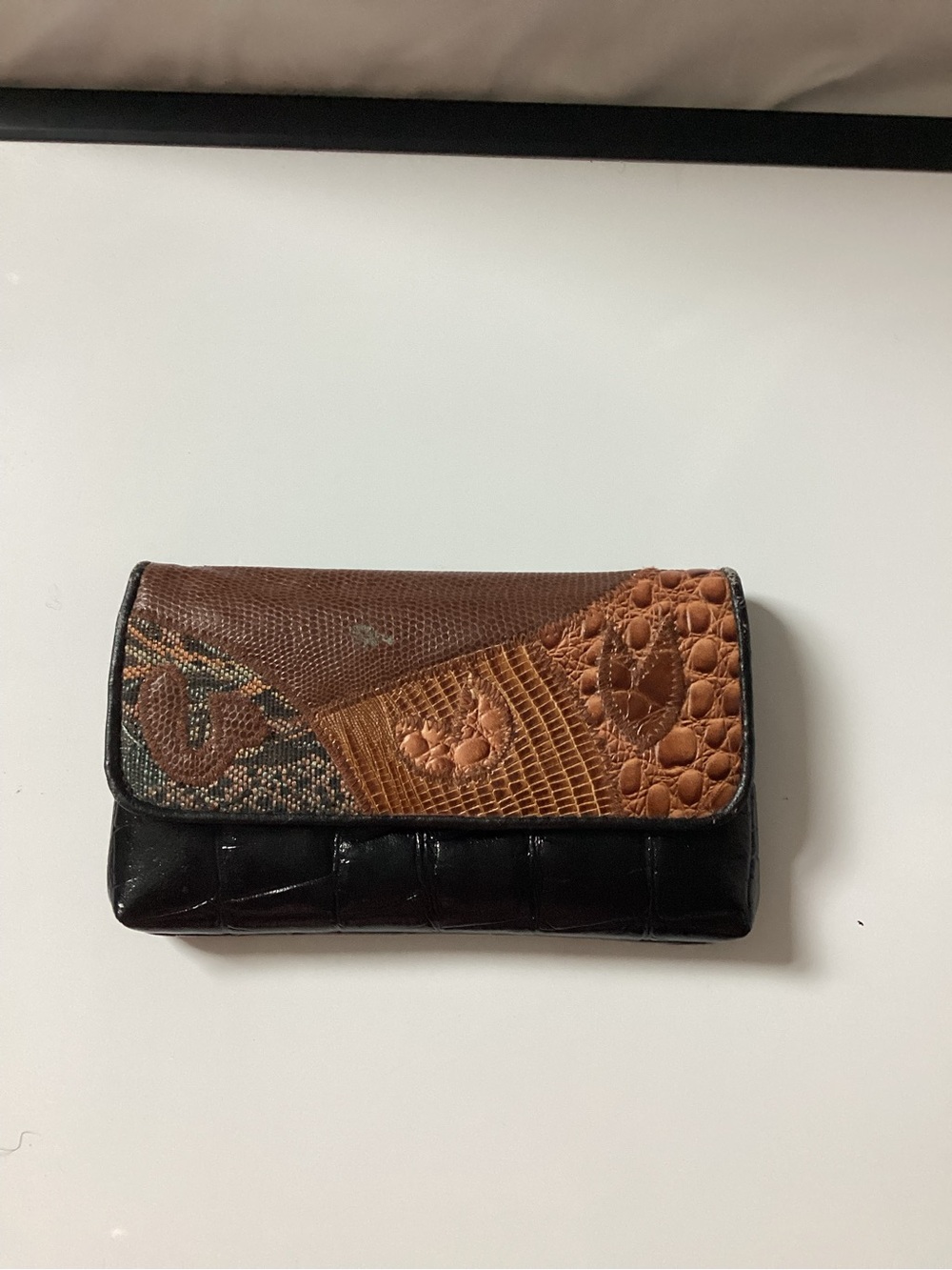 Carlos Santana Brown & Black Patchwork Clutch Wallet